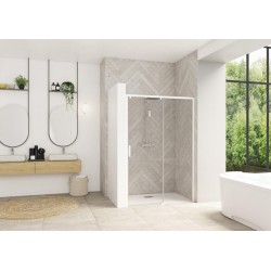 Porte de Douche Coulissante KINEDO Smart Design C 120cm Verre Transparent Profilé Blanc