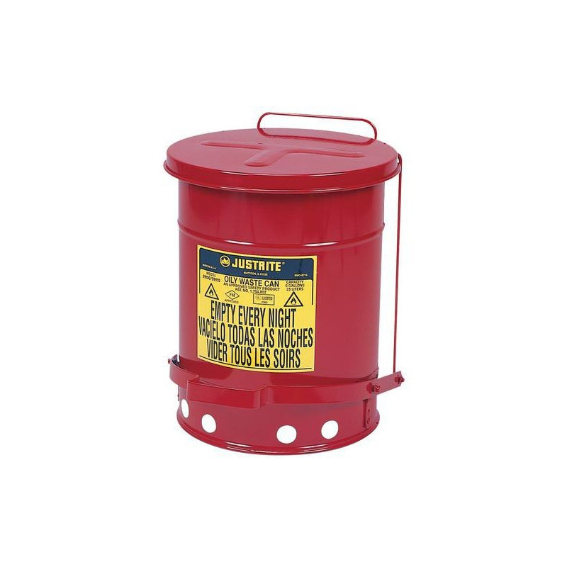 Poubelle de Sécurité 79L JUSTRITE Acier Pour Déchets Huileux Inflammables et Dangereux - JCN09700RD