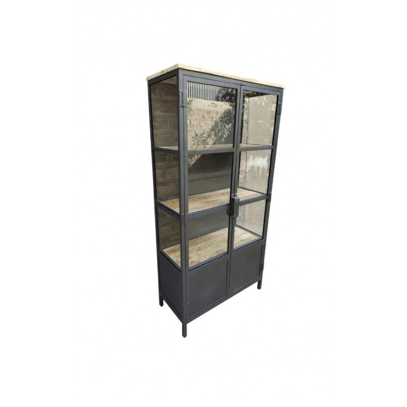 Bibliothèque Vitrée en Métal MEUBLE HOUSE Factory Style Industriel 90x40x180cm Bibliothèque Vitrée en Métal MEUBLE HOUSE Factory Style Industriel 90x40x180cm