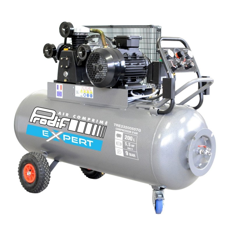PRODIF TRE2320055TG - Compresseur à Courroie 200L Mobile 5.5CV 4kW PRODIF TRE2320055TG - Compresseur à Courroie 200L Mobile 5.5CV 4kW