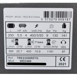 PRODIF TRE2320055TG - Compresseur à Courroie 200L Mobile 5.5CV 4kW