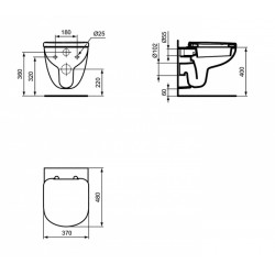 Pack Cuvette WC Suspendue PORCHER IDEAL STANDARD Kheops Compact
