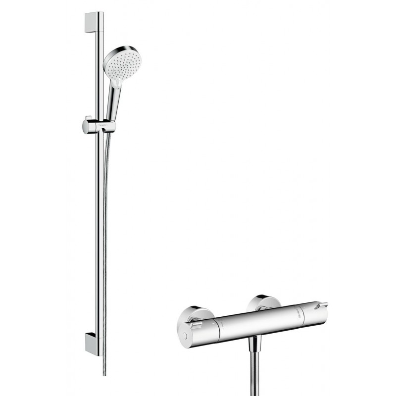 Ensemble de Douche Avec Mitigeur Thermostatique HANSGROHE Crometta Vario 2 Jets Chromé - 27813400