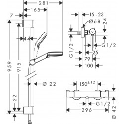 Ensemble de Douche Avec Mitigeur Thermostatique HANSGROHE Crometta Vario 2 Jets - 27813400