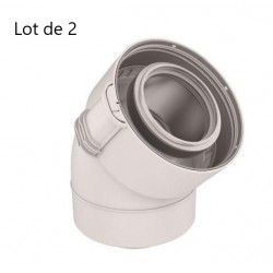 Lot de 2 Coudes 45° UBBINK Sekurit Rolux Condensation D80/125mm PVC Blanc PPTL Fioul GAZ - 229500