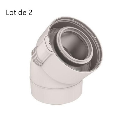 Lot de 2 Coudes 45° UBBINK Sekurit Rolux Condensation D80/125mm PVC Blanc PPTL Fioul GAZ - 229500