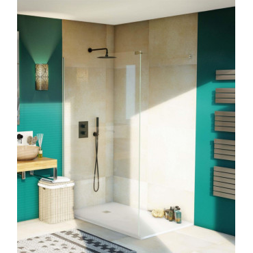 Paroi de Douche Droite ALTERNA Concerto Walk 140cm Verre Transparent Profilé Argent