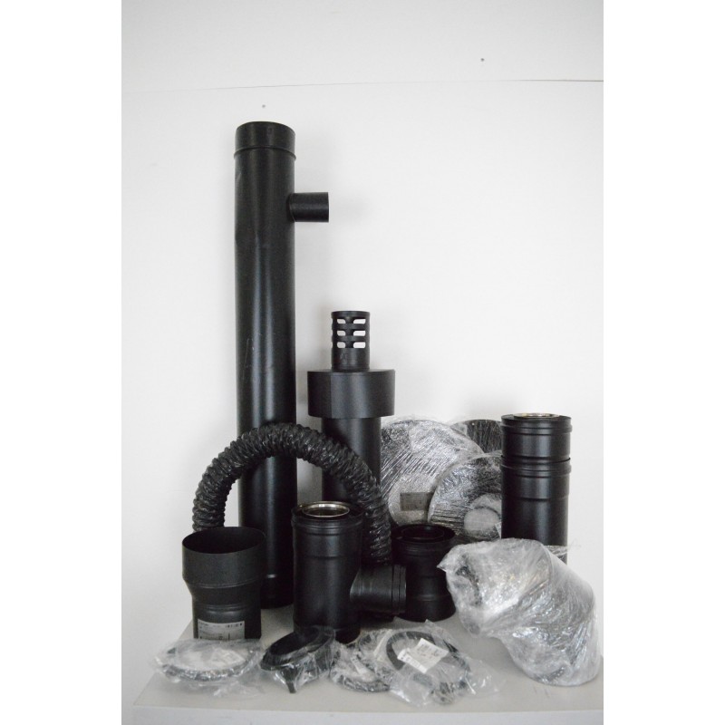 Kit Conduit Poêle Pellets Etanche DINAK Diflux Flexible Té Eléments Droit Colliers Rosace Finition Noir Kit Conduit Poêle Pellets Etanche DINAK Diflux Flexible Té Eléments Droit Colliers Rosace Finition Noir