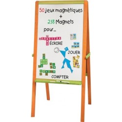 Tableau Pliant Maxi Bois JB BOIS Magnétique et Craie Avec 50 Jeux Magnétiques Jeu Enfant - 524425
