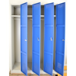 Vestiaire Industrie Propre 4 Colonnes Monobloc Fermeture Moraillon 120x50x180cm Bleu