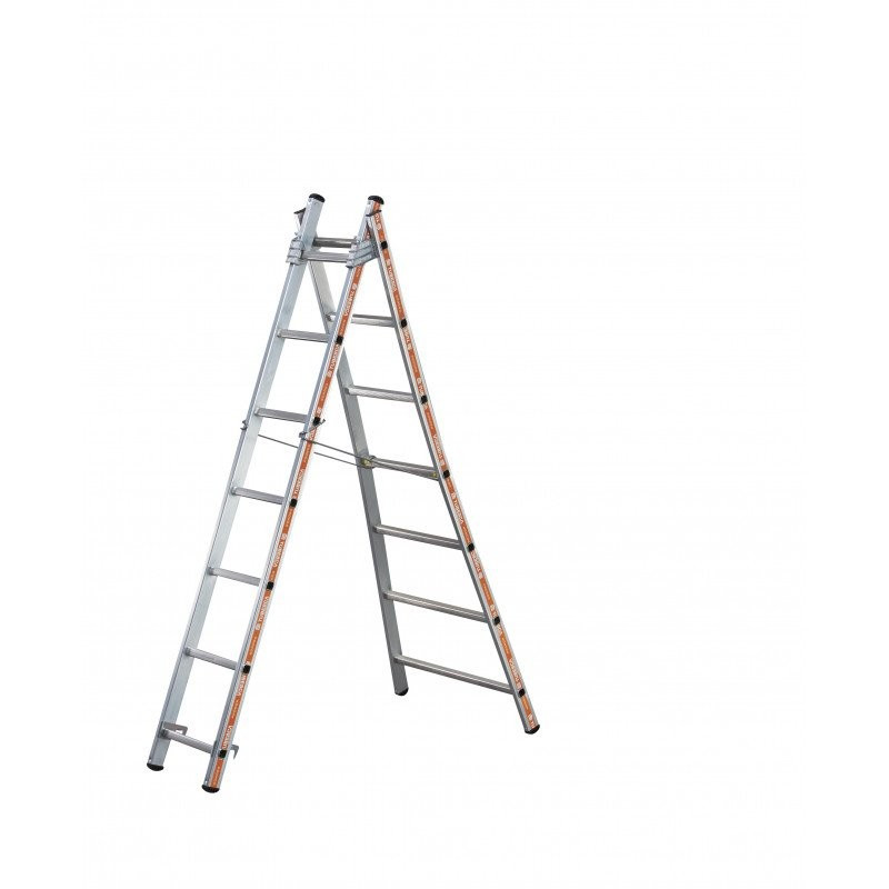 Echelle Transformable Aluminium TUBESCA Pronor 2 Plans 2x12 Marches Hauteur d'accès 6.95m - 01252012