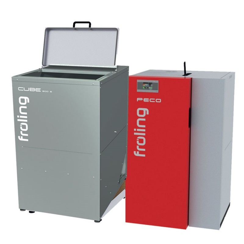 Chaudière au Sol à Granulés 15kW FROLING PECO Pellet Avec Silo Cube 500 - PE15C500 Chaudière au Sol à Granulés 15kW FROLING PECO Pellet Avec Silo Cube 500 - PE15C500