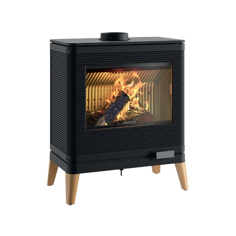 Poêle à Bois Fonte 9kW INVICTA Kazan Zen Noir et Bois Poêle à Bois Fonte 9kW INVICTA Kazan Zen Noir et Bois