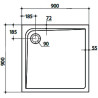 dimensions Receveur de Douche IDEAL STANDARD Ultraflat Carré 90x90cm en Acrylique Blanc - K517301