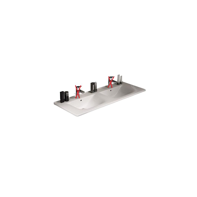 Double Vasque Céramique DELPHA ProCéram 123 cm Blanc Double Vasque Céramique DELPHA ProCéram 123 cm Blanc