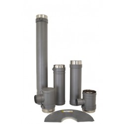 Eléments POUJOULAT PGI Pour Poêle à Granules et Pellets Ø80/130 Té Elément Droit Réglables Plaque Gris Ral 9032
