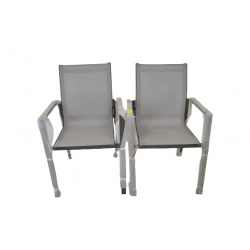 Lot de 2 Fauteuils Chaises de Jardin en Aluminium Gris Anthracite