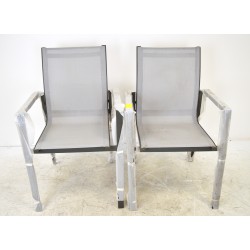 Lot de 2 Fauteuils Chaises de Jardin en Aluminium Gris Anthracite