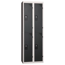 Vestiaire Multicases 4 Casiers 2 Colonnes Monobloc Fermeture Cadenas 60x180x50cm Anthracite