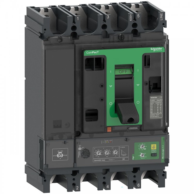 Disjoncteur Electrique SCHNEIDER Compact NSX 4 Pôles, Micrologic 4.3, 400A Disjoncteur Electrique SCHNEIDER Compact NSX 4 Pôles, Micrologic 4.3, 400A