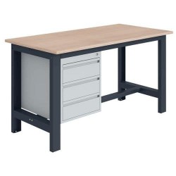 Établi d'Atelier SOFAME SI Fixe Plateau Hêtre 3 Tiroirs