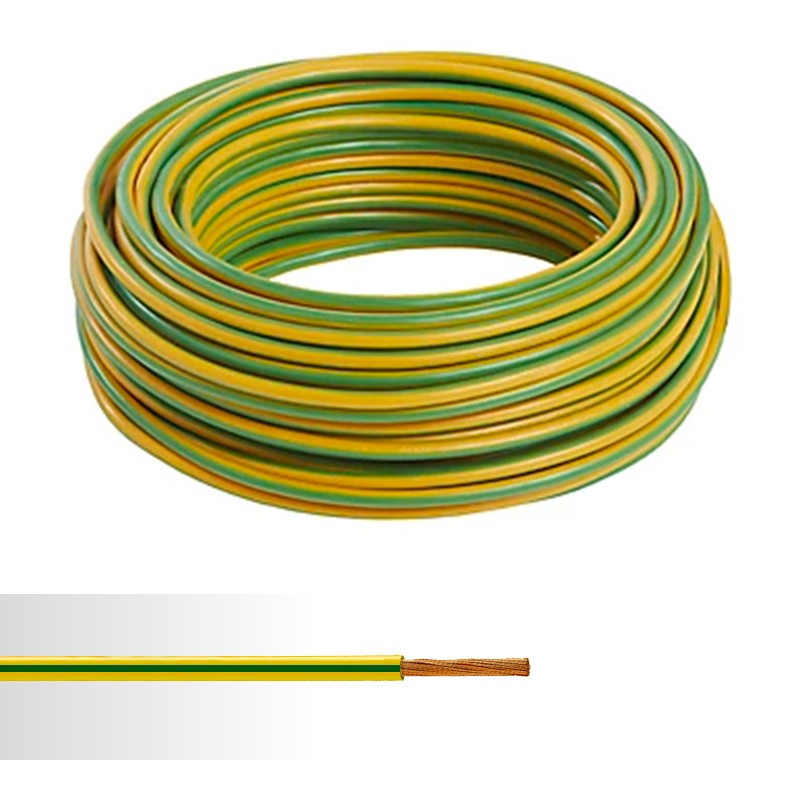 100m de Câble Electrique Souple ID CABLE Mise à la Terre H07V-K 6mm2 Jaune Vert 100m de Câble Electrique Souple ID CABLE Mise à la Terre H07V-K 6mm2 Jaune Vert