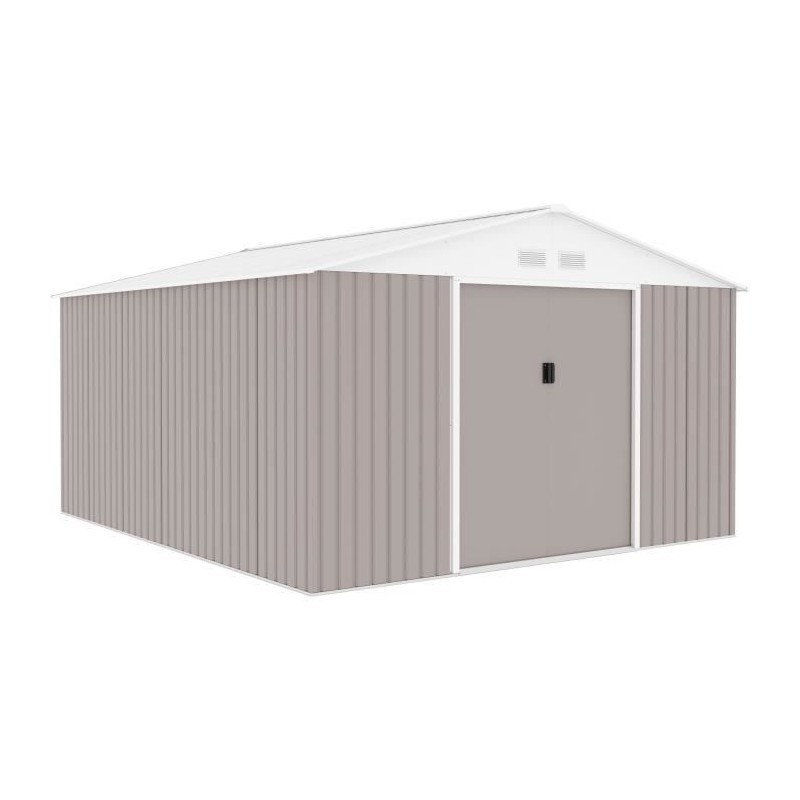 Abri de Jardin en Acier Galvanisé 12,99 m² Avec 2 Portes Coulissantes 340x382x210cm Taupe Abri de Jardin en Acier Galvanisé 12,99 m² Avec 2 Portes Coulissantes 340x382x210cm Taupe
