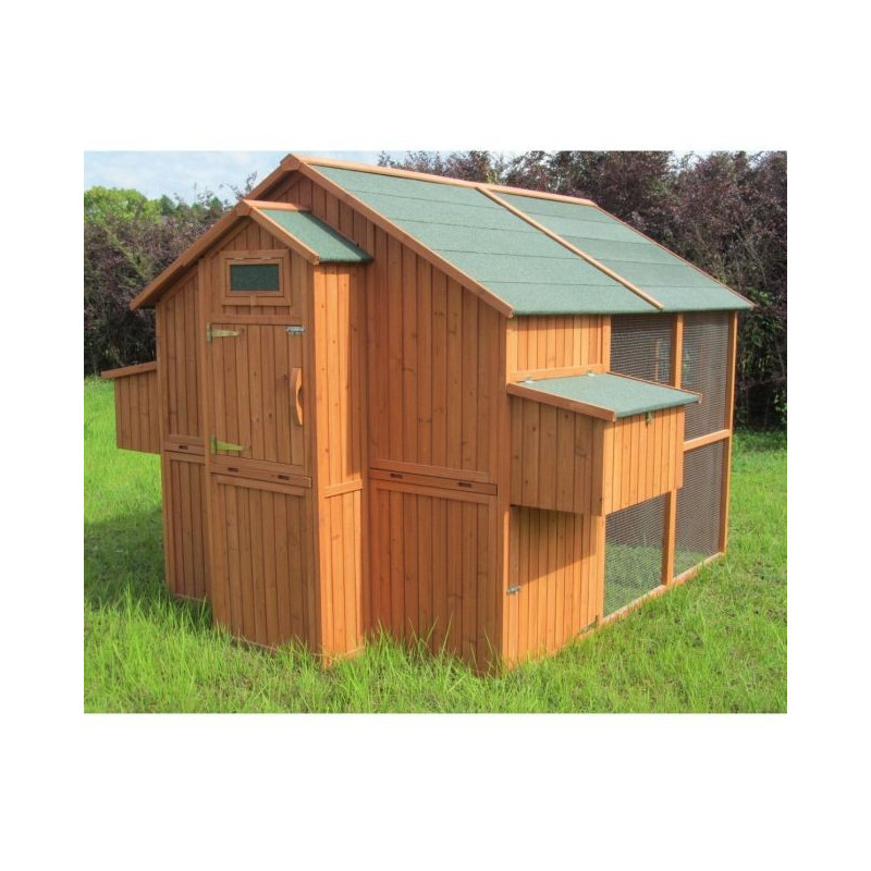 Poulailler Toit Plastique Pour 2 à 4 Poules - Bois 12 Mm, Parc Intégré, Pondoir - 5