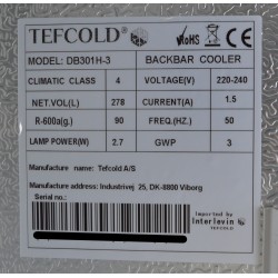 Arrière de Bar Vitrine Réfrigérée 278L TEFCOLD DB301H-3