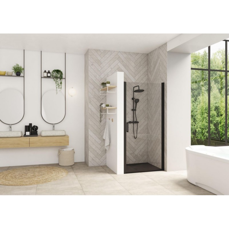 Paroi de Douche KINEDO Smart Design P Porte Pivotante Sans Seuil 70x200cm Verre Transparent Profilé Gris Noir PA9040NTNE Paroi de Douche KINEDO Smart Design P Porte Pivotante Sans Seuil 70x200cm Verre Transparent Profilé Gris Noir PA9040NTNE