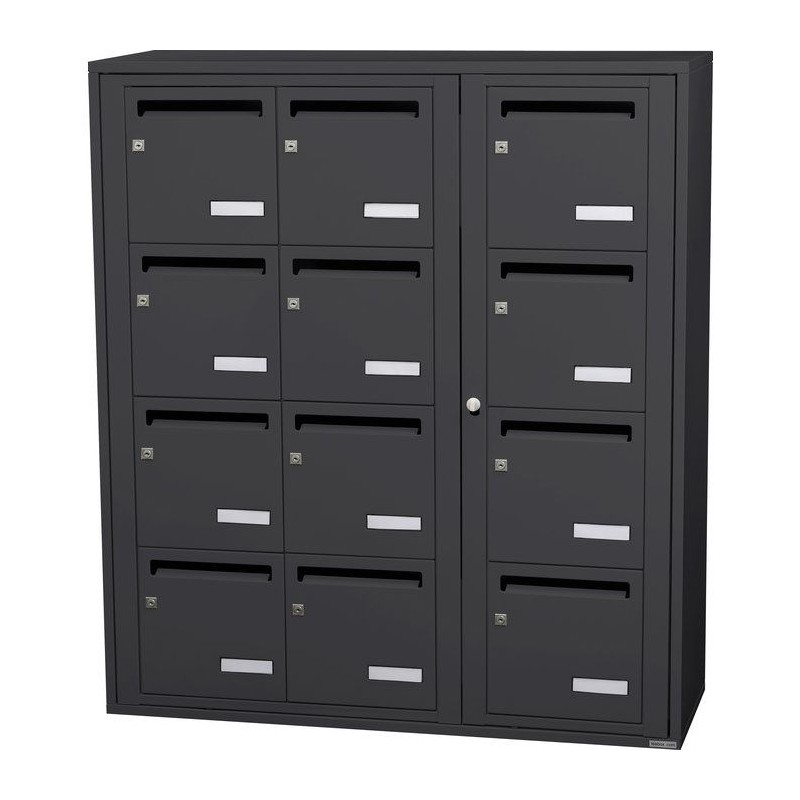 Bloc de 12 Boîtes aux Lettres LEABOX Collective Intérieur Mural Anthracite Bloc de 12 Boîtes aux Lettres LEABOX Collective Intérieur Mural Anthracite