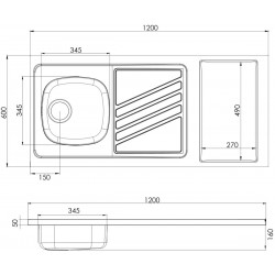 Évier de Cuisine 1 Bac MODERNA Inox avec Égouttoir CPBD120A10