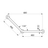 Barre d'Appui Coudée à 135° DELABIE Ø32mm 3 Points de Fixation 5081N