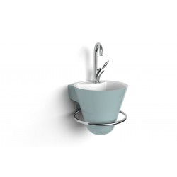 Lave-Mains DECOTEC Cône Avec Barre Porte-Serviettes, Mitigeur, Bonde et Syphon Baltique Brillant