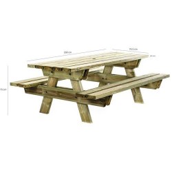 Table de Pique-Nique Robuste en Pin 6 Places A264423