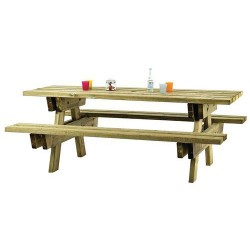 Table de Pique-Nique Jardin Robuste en Pin 6 Places
