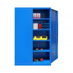 Armoire d'Atelier CARAY Portes Battantes avec 4 Etagères 1950x950x500mm Bleu