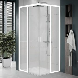Paroi de Douche d'Angle NOVELLINI Lunes 2.0 AH Special 1750x690cm Blanc Transparent - LUNAHLSSP