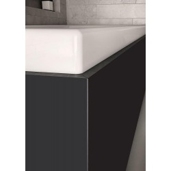 Tablier Baignoire Asymétrique AQUARINE Novalu Wellness Noir Brillant 170x55cm