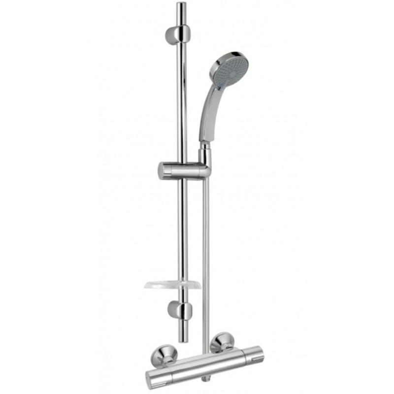 Colonne de Douche Thermostatique JACOB DELAFON July Avec Douchette 4 Jets, Barre et Porte-Savon Colonne de Douche Thermostatique JACOB DELAFON July Avec Douchette 4 Jets, Barre et Porte-Savon