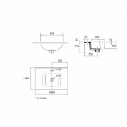 Plan Vasque Lavabo à Poser SALGAR Ibéria 1010 en Porcelaine Blanc 14713