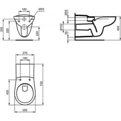 Toilette WC Suspendu IDEAL STANDARD Rimless en Porcelaine Blanc S034801
