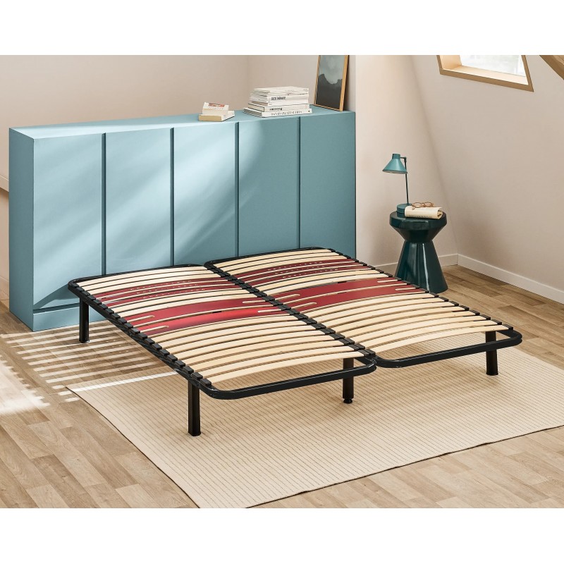 Sommier Cadre à Lattes Extra Plat 2x80x200cm BULTEX Morphologique à 5 Zones Sommier Cadre à Lattes Extra Plat 2x80x200cm BULTEX Morphologique à 5 Zones