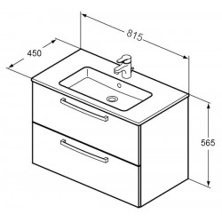 Meuble de Salle de Bain avec Plan Vasque PORCHER Ulysse 2 Tiroirs E3258WG