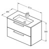Meuble de Salle de Bain avec Plan Vasque PORCHER Ulysse 2 Tiroirs E3258WG
