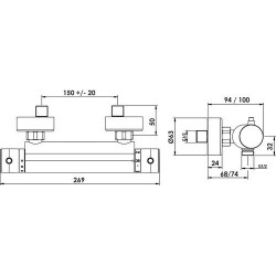 Mitigeur Thermostatique de Douche AYOR Rolf Norm'o Laiton Chromé