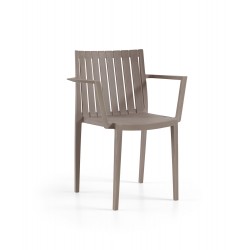 Chaise de Jardin avec Accoudoirs en Résine Beige - ELITE