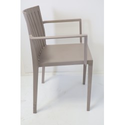 Chaise de Jardin avec Accoudoirs en Résine Beige