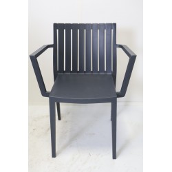 Chaise de Jardin avec Accoudoirs en Résine Anthracite