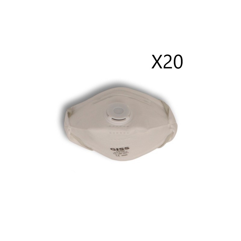Boîte de 20 Demi Masques FFP2 Pliables GISS G-Air à Usage Unique